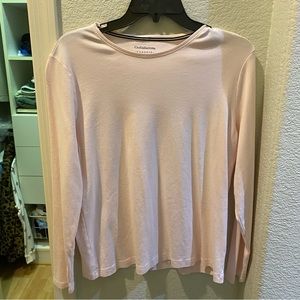 Croft & Barrow Womens Classic Long Sleeve Light Pink T-Shirt Top Size XL Lounge